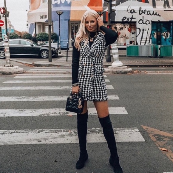 •SOLD•ZARA DOUBLE BREASTED TWEED VEST DRESS JACKET - Picture 8 of 8